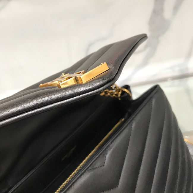 YSL Medium 32 Loulou Bag Black in Gold
