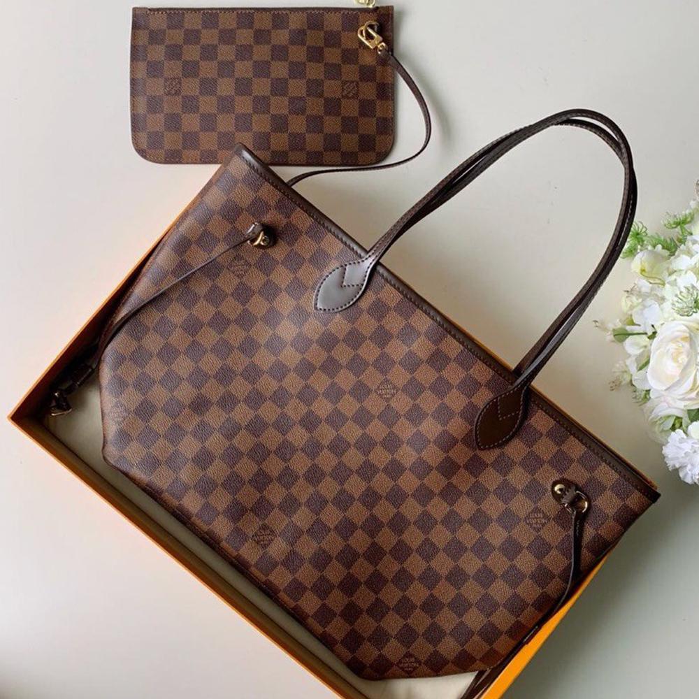 Louis Vuitton Damier Ebene Neverfull MM Tote Bag