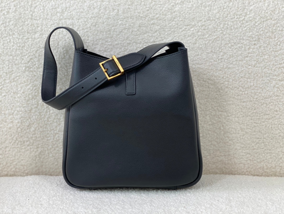 YSL Le 5 a 7 Supple Small Grained Leather Black Shoulder Bag