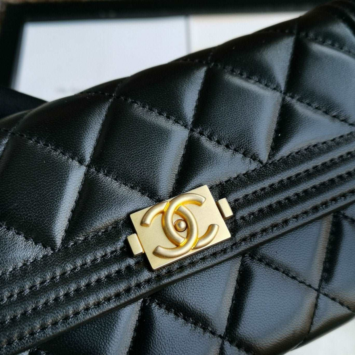 Chanel Boy Long Flap Wallet Lambskin - Black