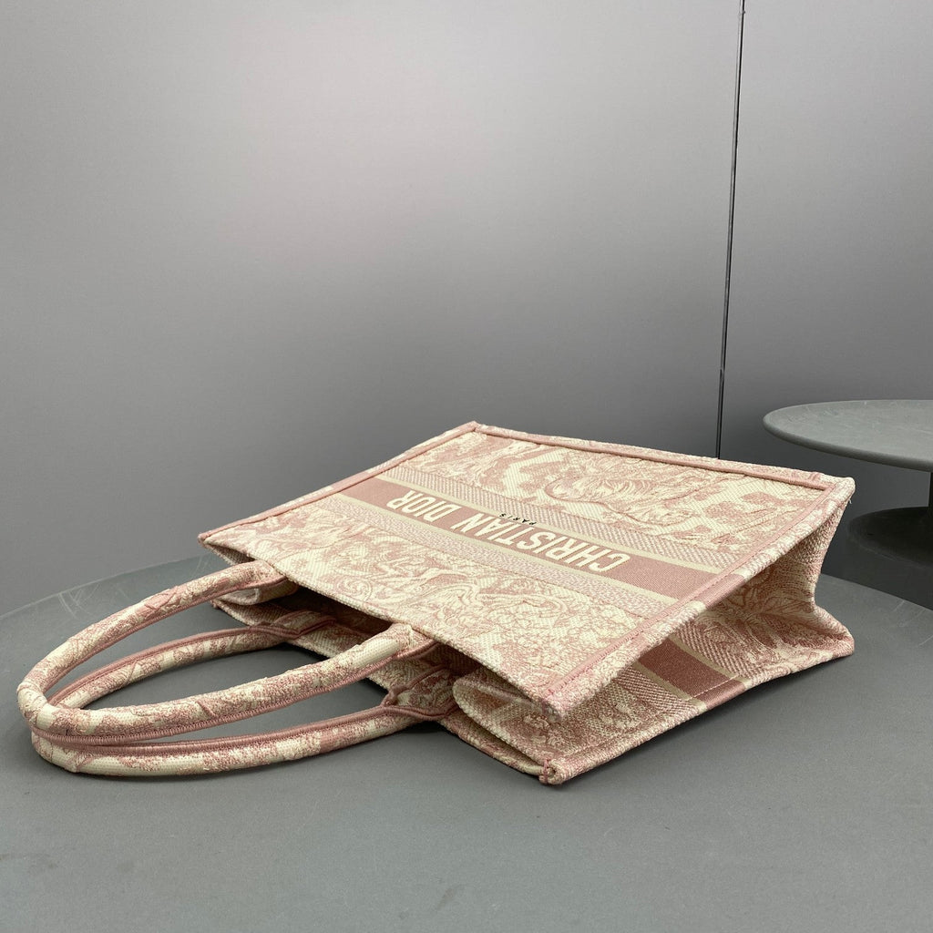 Dior Book Tote Mediumpink Toile De Jouy Embroider