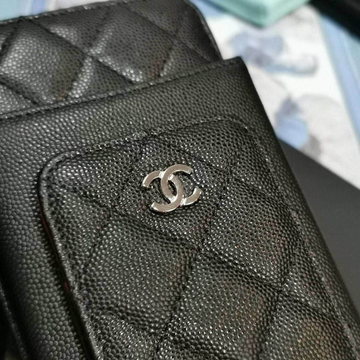 Chanel Quilted CC Phone Holder Wallet - Metallic Ivory