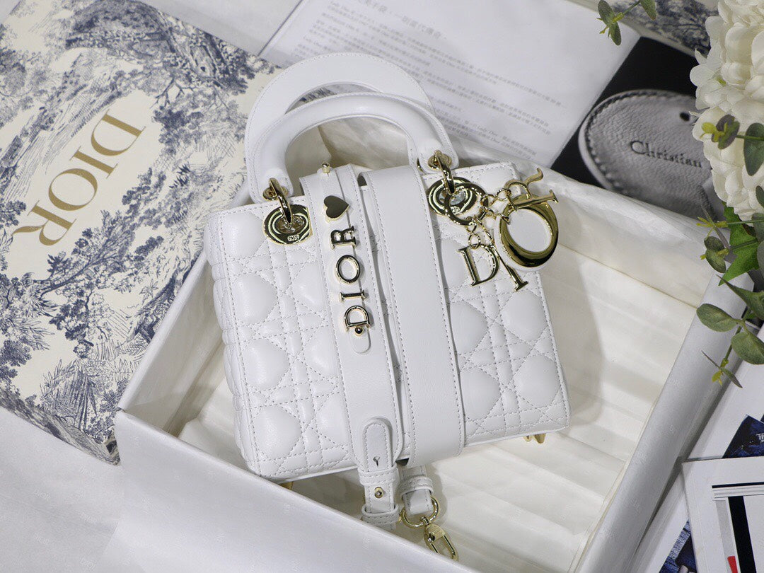Dior Lady My Abcdior Lambskin Bag - White