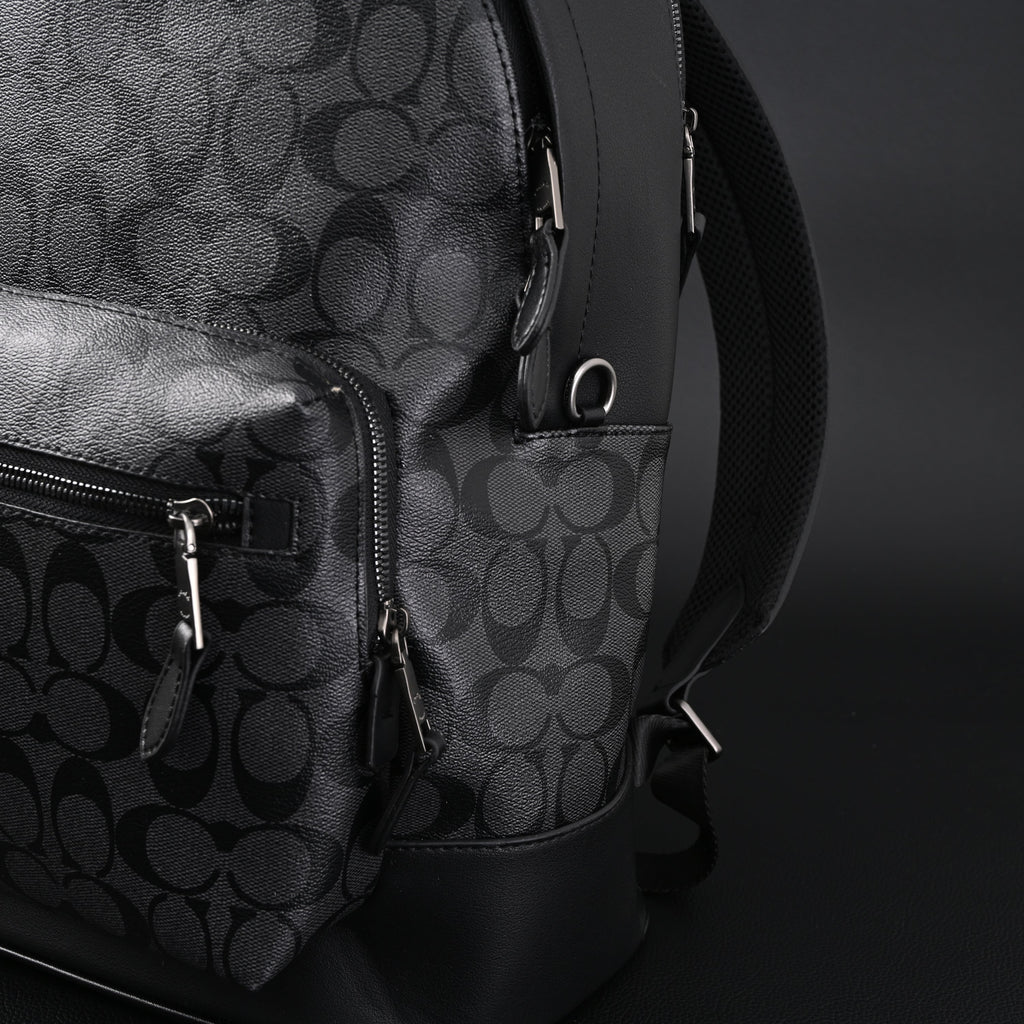 Coach West Backpack – Signature Canvas in Black/Grey - Black/Grey Monogram Pattern