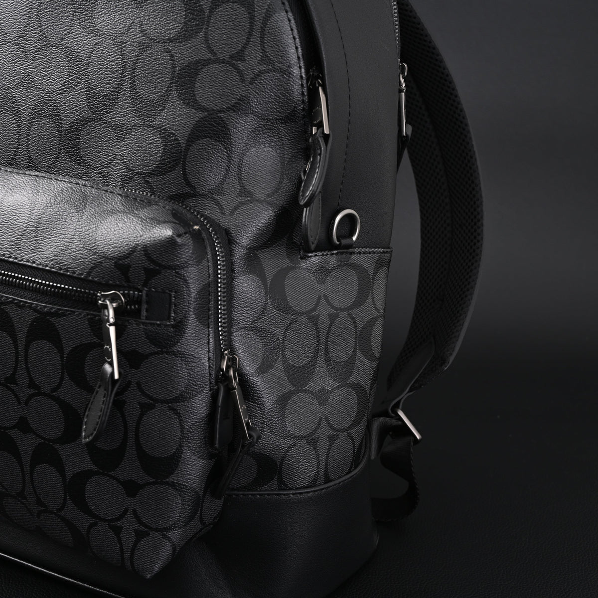 Coach West Backpack – Signature Canvas in Black/Grey - Black/Grey Monogram Pattern