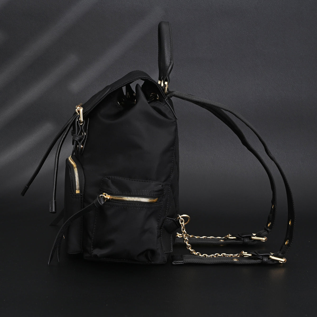 Burberry the Rucksack – Black Nylon & Leather Backpack with Gold-Tone Hardware - Black with Gold Accents