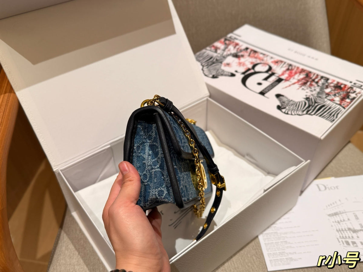 Dior New Fashion Denim Chain Bag - Blue