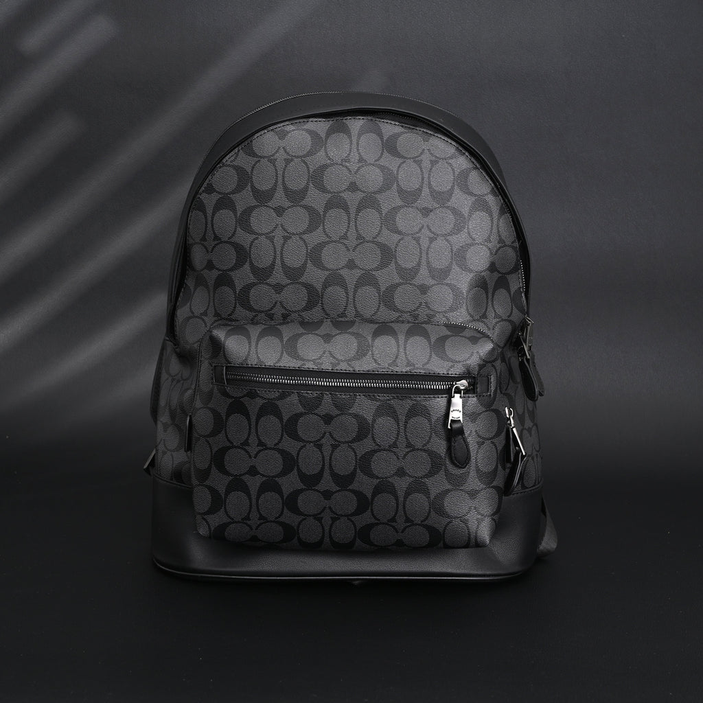 Coach West Backpack – Signature Canvas in Black/Grey - Black/Grey Monogram Pattern