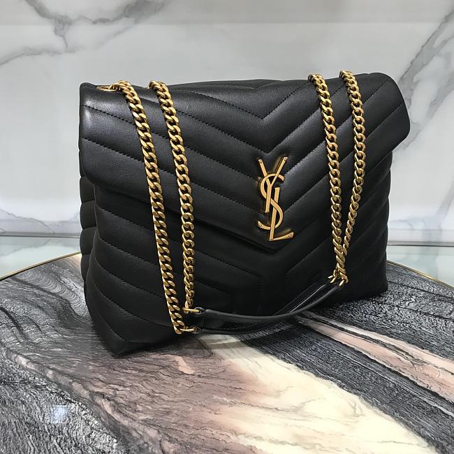 YSL Medium 32 Loulou Bag Black in Gold