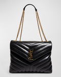 Saint Laurent Loulou Medium YSL Chain Shoulder Bag - Black