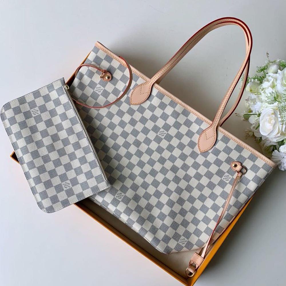 Louis Vuitton Neverfull MM Damier Azur Beige Tote Bag