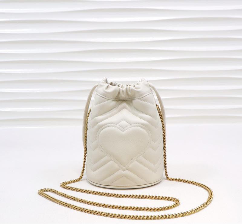 Gucci GG Marmont Mini Bucket Bag White Leather