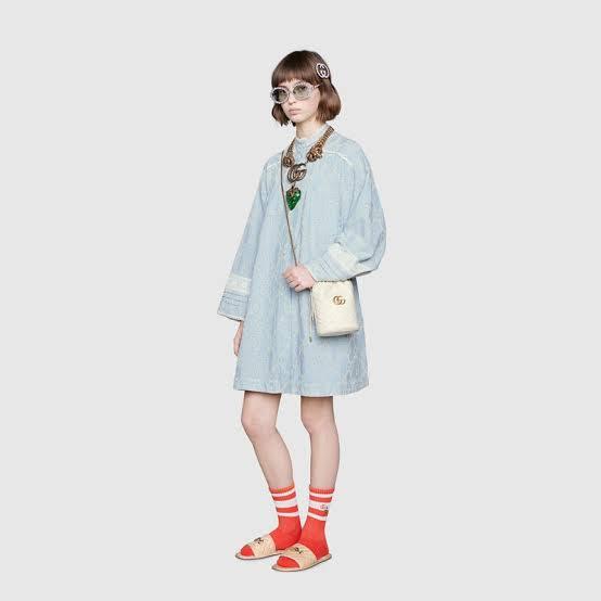 Gucci GG Marmont Mini Bucket Bag White Leather