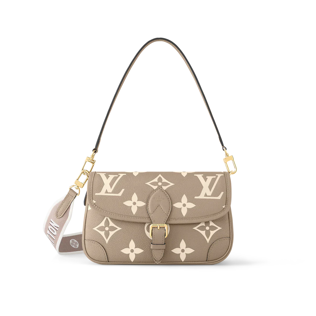 Louis Vuitton Diane Monogram Empreinte Tourterelle Beige Cream Satchel Bag