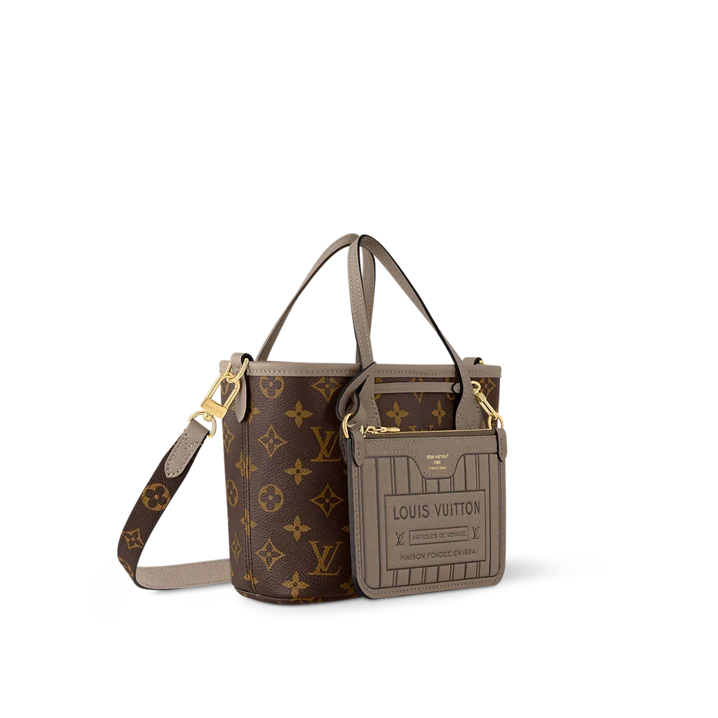 Neverfull Bandoulière Inside Out BB Tote Bag - Dark Fango / Monogram