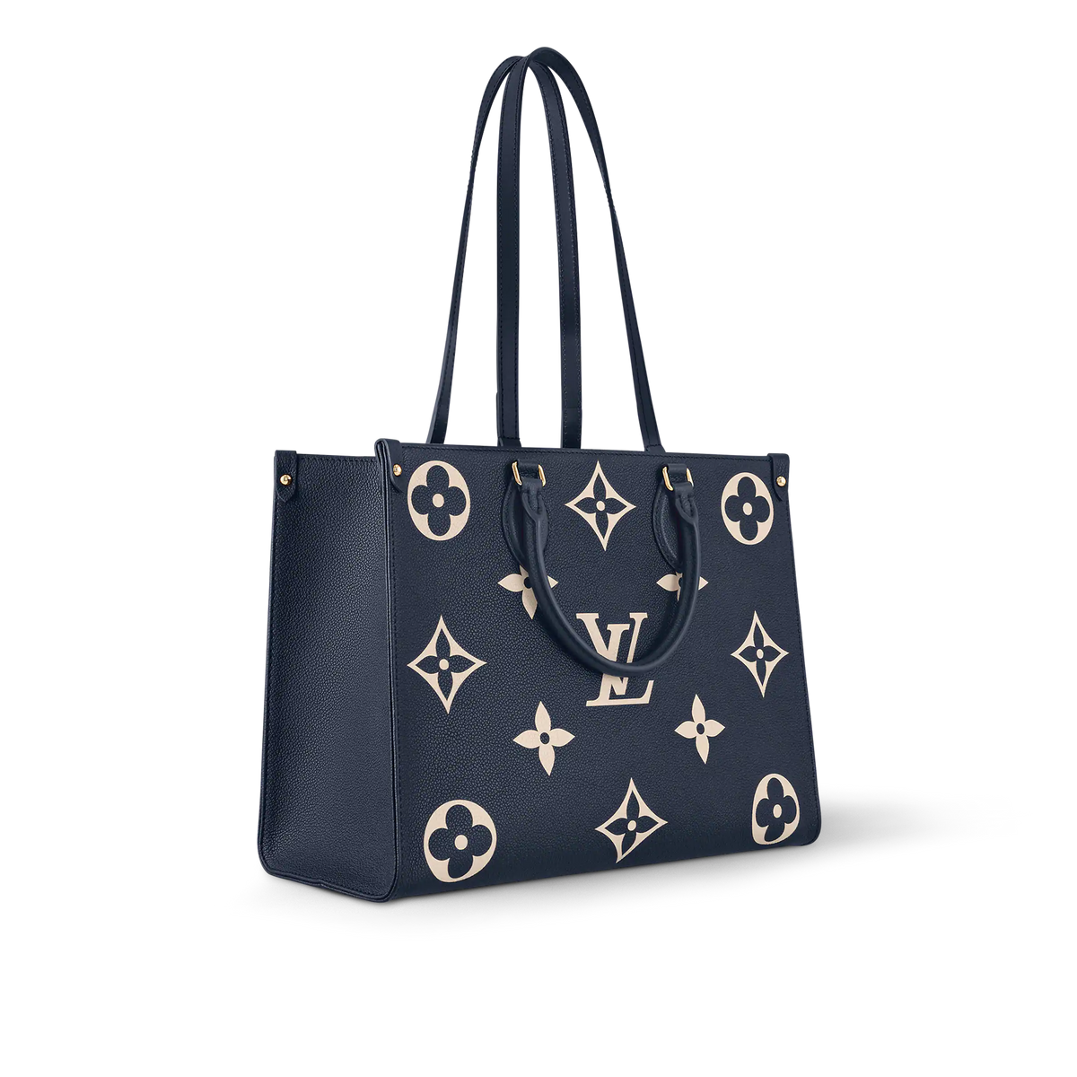 LV OnTheGo MM Navy Blue Cream Tote Bag - Navy Blue / Cream