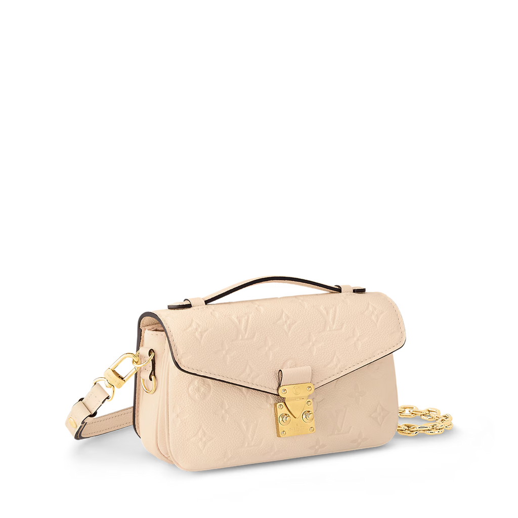 LV Pochette Métis East West Monogram Canvas Handle Crossbody Bag with Chain Strap and Leather Trim