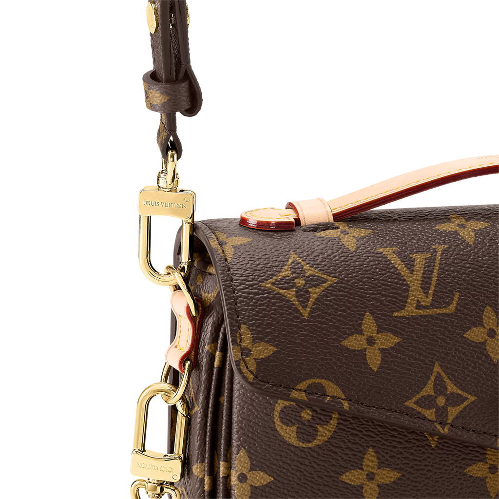 LV Pochette Métis East West Monogram Canvas Handle Crossbody Bag with Chain Strap and Leather Trim