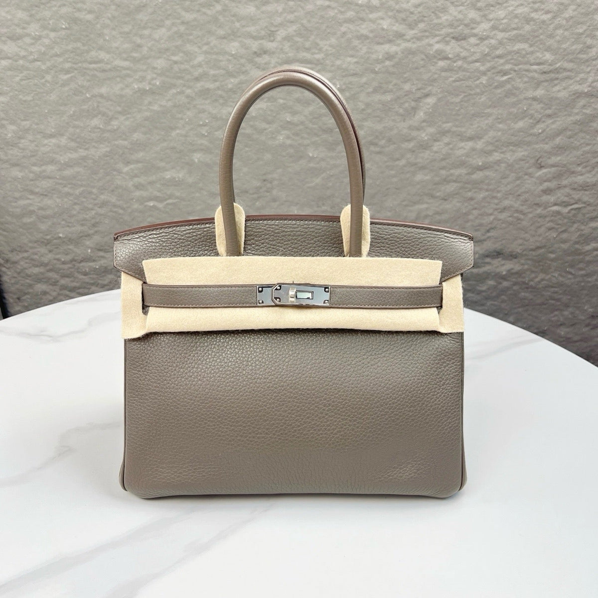 Hermes Birkin 30 Togo Leather Handbag - 8F Etain