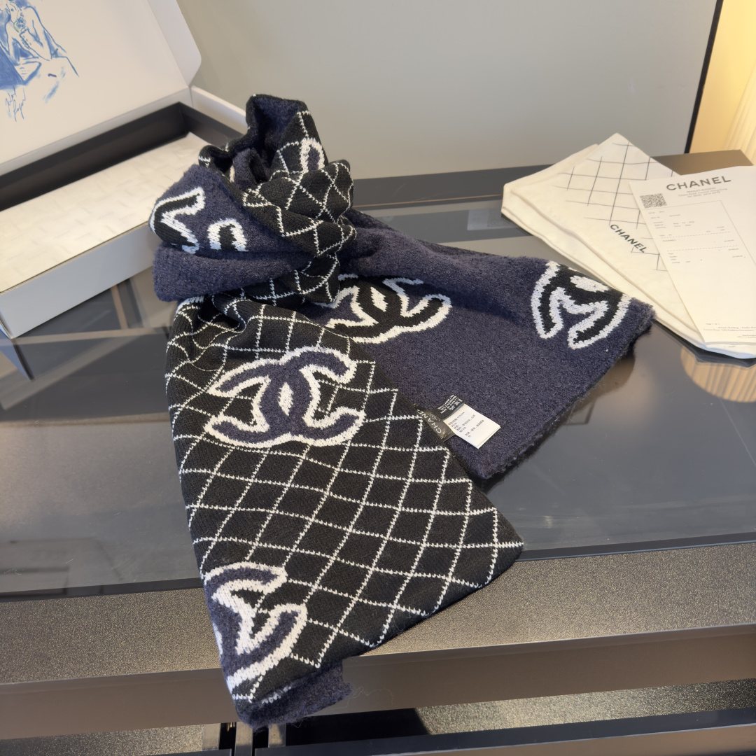 Chanel Graphic Motif Knit Scarf — side