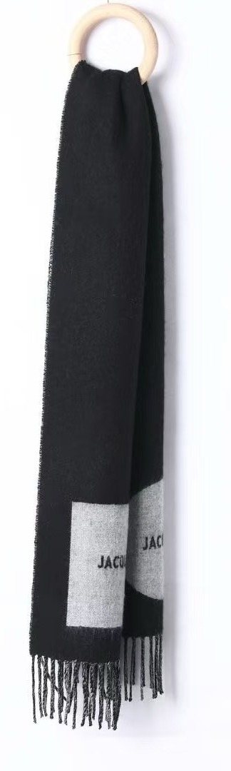 Jacquemus Black and Gray Fringed Scarf — hero